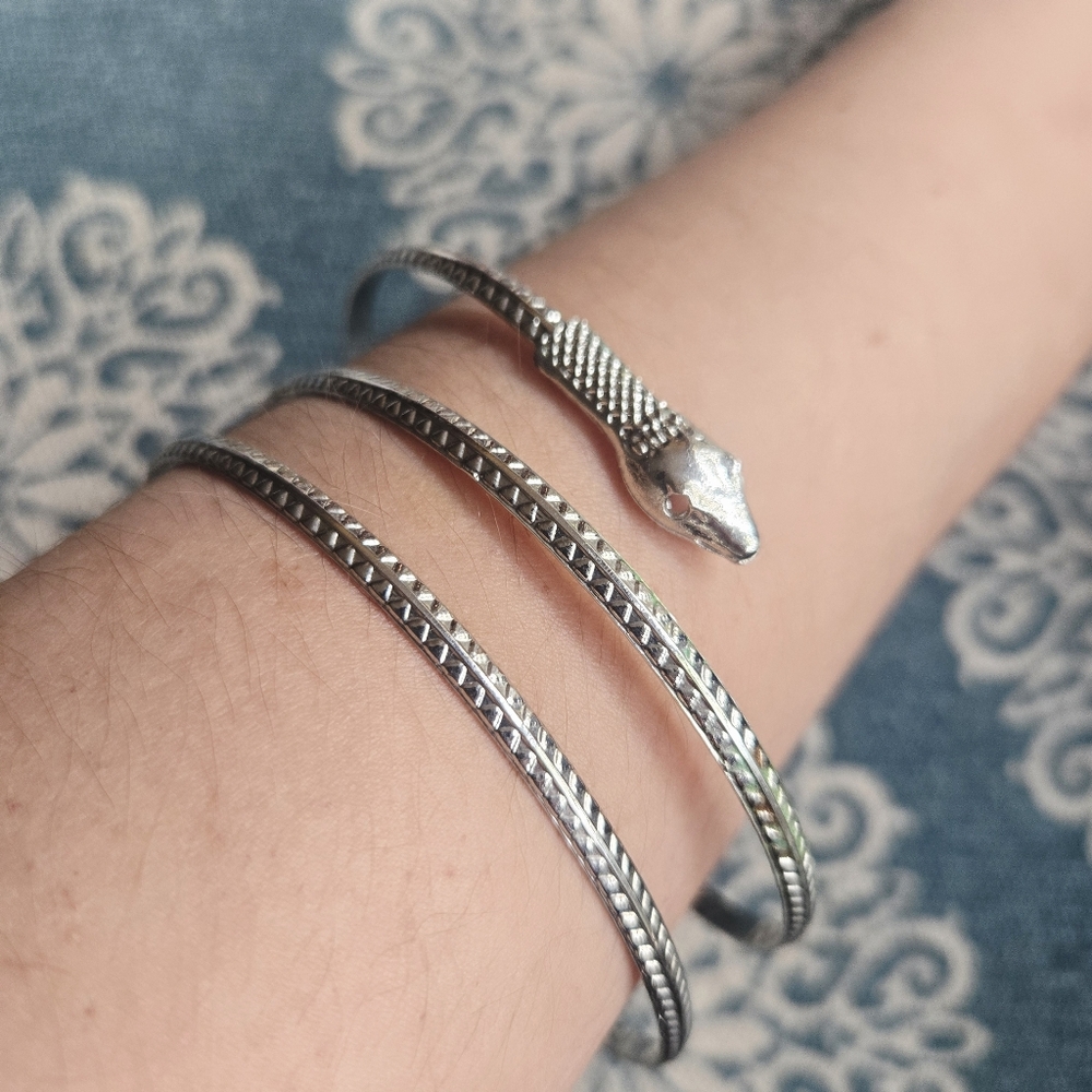 Silver Snake Cuff Bracelet